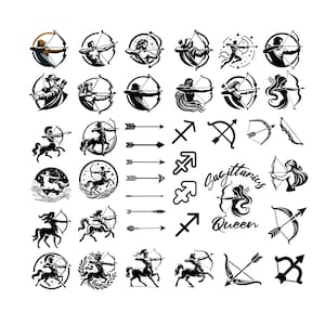 Pakiet SVG Strzelca, motyw znaku zodiaku PNG pliki do cięcia SVG, pobieranie cyfrowe