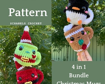 Christmas Mugs PDF Pattern English (4 in 1) Bundle