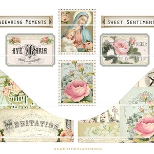 Vintage Rose Digital Prayer Book, Shabby Rose Journal Digital Roses, Digital Catholic Prayer BookMary Book image 6