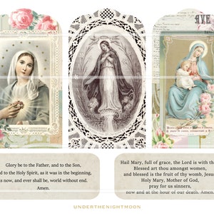 Vintage Rose Digital Prayer Book, Shabby Rose Journal Digital Roses, Digital Catholic Prayer BookMary Book image 3