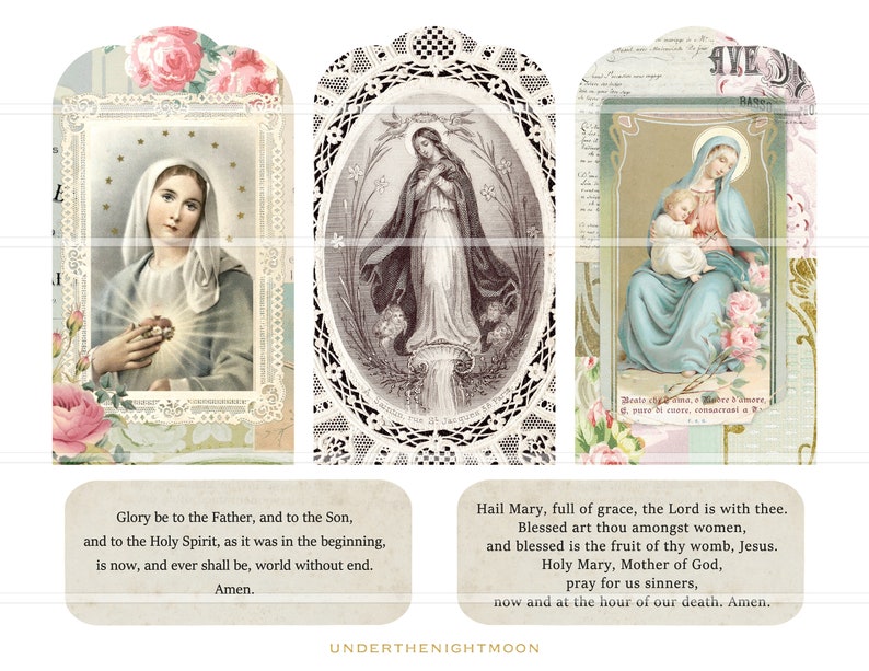 Vintage Rose Digital Prayer Book, Shabby Rose Journal Digital Roses, Digital Catholic Prayer BookMary Book image 3
