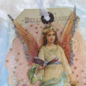 Vintage Christmas Angel, Angel Gift Tag, Mixed Media Angel Tag, Victorian Tag, Handmade Ornament image 2