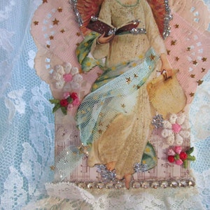 Vintage Christmas Angel, Angel Gift Tag, Mixed Media Angel Tag, Victorian Tag, Handmade Ornament image 3