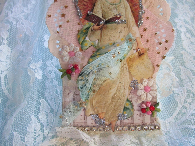 Vintage Christmas Angel, Angel Gift Tag, Mixed Media Angel Tag, Victorian Tag, Handmade Ornament image 3