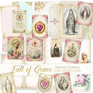 Vintage Rose Digital Prayer Book, Shabby Rose Journal Digital Roses, Digital Catholic Prayer BookMary Book