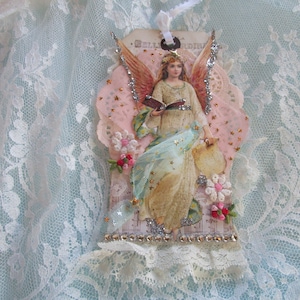 Vintage Christmas Angel, Angel Gift Tag, Mixed Media Angel Tag, Victorian Tag, Handmade Ornament image 4