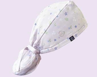 Ponytail Scrub Cap: Spring Florals