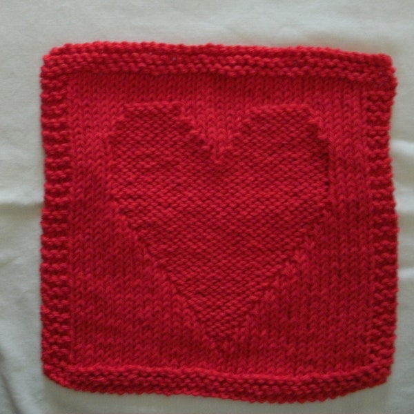 Hand Knit Red Dishcloth or Washcloth- measures approximately 81/2x9 inches