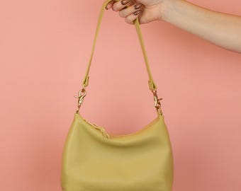 Chic Leather Shoulder Bag, Modern Leather Handbag in Pistachio