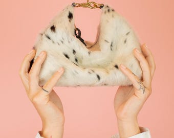 Speckled Pony Hair Bag, Leather Cowhide Crescent Bag, Women's Western Accessories