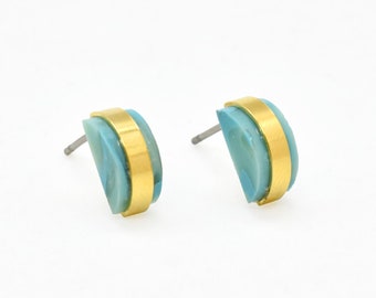 Aquamarine Earrings Stud Set, Geometric Aquamarine Studs for March Birthstone Gift