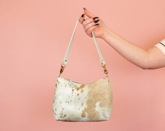 Pony Hair Handbag, Cowhide Shoulder Bag in Light Canyon