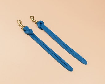 Leather Wristlet Strap, Modern Durable Keychain in Matisse Blue Leather