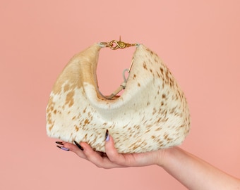 Pony Hair Bag, Cowhide Shoulder Bag in Light Canyon Hair on Leather