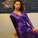 Vtg 80s purple sequined disco dress w/ fishtail hem by Oleg Cassini size medium