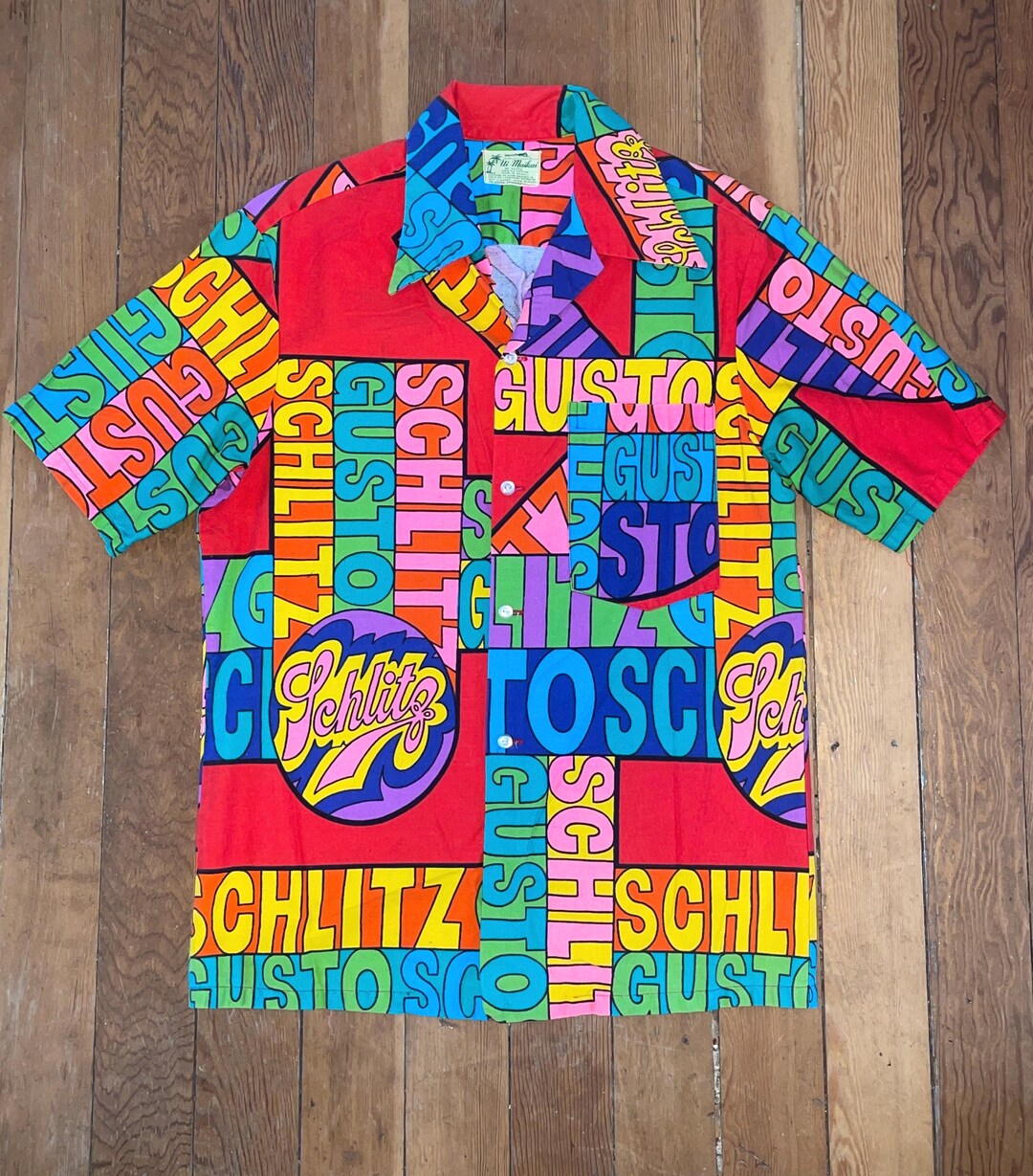 Vtg 60s Cotton Schlitz Beer Hawaiian / Camp Shirt Mens Size Vtg 60s Cotton Schlitz Beer Hawaiian / Camp Shirt Mens Size
