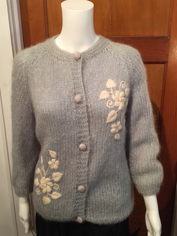 Vtg 50s mohair cardigan sweater misses / womans s… - image 6