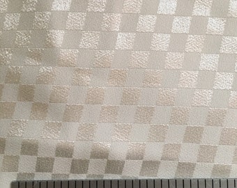 3 3/4 Yards 45 wide Vtg 80s 90s white checkered damask rayon crepe dressmaking fabric