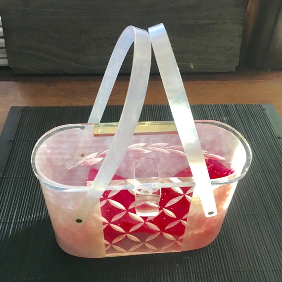VTG 50s Lucite Box Purse Hand Bag