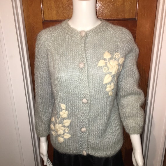 Vtg 50s mohair cardigan sweater misses / womans s… - image 1