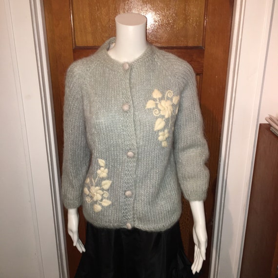 Vtg 50s mohair cardigan sweater misses / womans s… - image 3