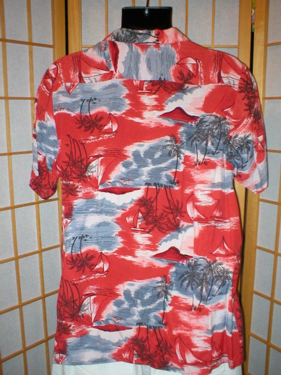 Vtg 50s rayon Hawaiian print shirt mens size medi… - image 4