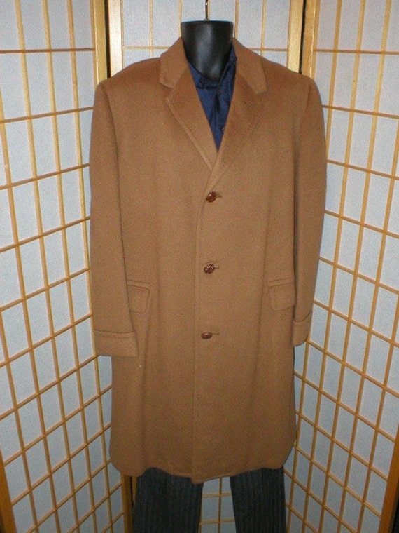 VTG 50s / 60s brown mink cashmere overcoat mens s… - image 2