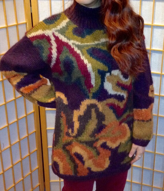 VTG 80s oversized Mohair knit Sweater misses / wo