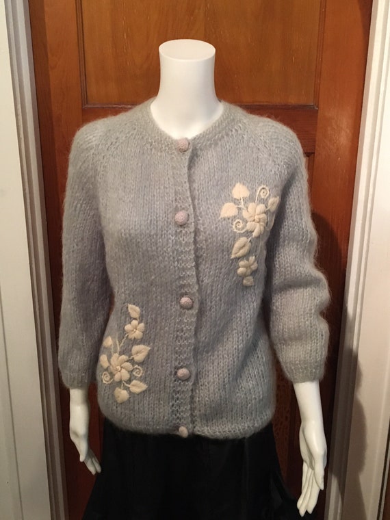 Vtg 50s mohair cardigan sweater misses / womans s… - image 5