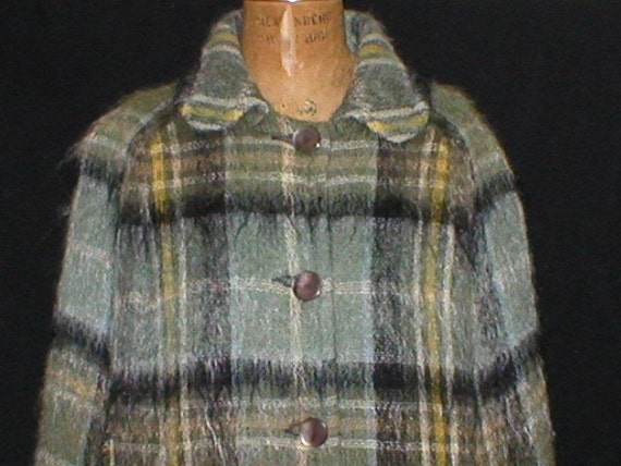 Vtg 80s Irish Scottish Plaid Mohair Wool Cape - image 4