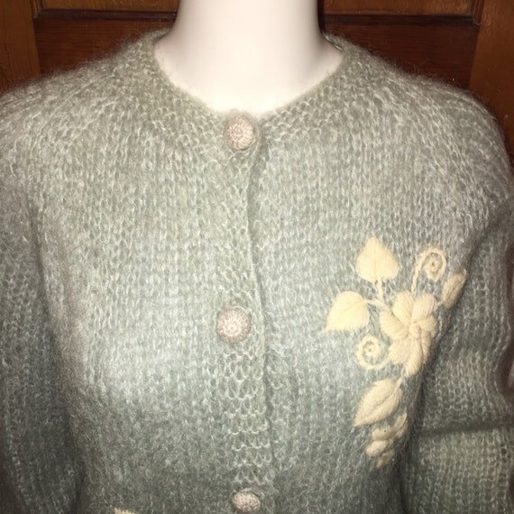 Vtg 50s mohair cardigan sweater misses / womans s… - image 2