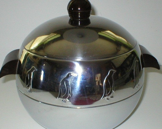 Vintage 50s Art Deco Styled Stainless Steel Penguin Ice Bucket Etsy
