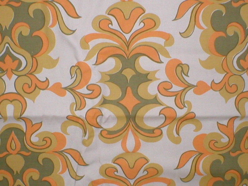 2 1/2 yards 48 wide Vtg 70s cotton print medium weight upholstery curtain fabric image 8