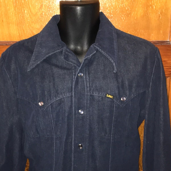 Vtg 70s Lee brushed denim western jean jacket mens size medium