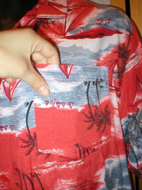 Vtg 50s rayon Hawaiian print shirt mens size medi… - image 3