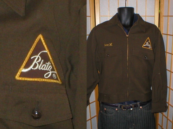40s / 50s wool gabardine Blatz Beer jacket mens si