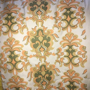 2 1/2 yards 48 wide Vtg 70s cotton print medium weight upholstery curtain fabric image 1
