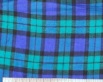 3 3/4 Yards 46 wide Vtg 90s plaid cotton flannel fabric