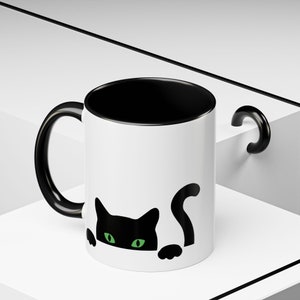 Black Cat Mug (11, 15oz), Accent Coffee Mug , cat mug, cat cup, cat coffee mug, cat coffee cup, cat lover gift, black cat mug, black cat