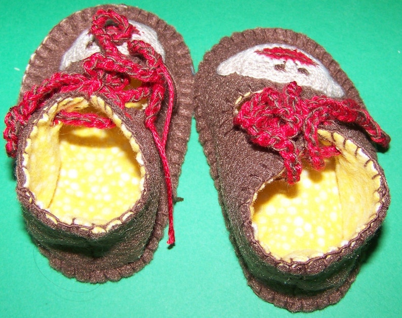 Sock Monkey Baby Crib Shoes Felt Bamboo thread