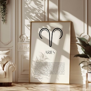 Ram Zodiac Art Print, Ram vrouw definitie poster, dierenriem afdrukbare muurkunst, astrologie geschenken, instant digitale download, geschenken