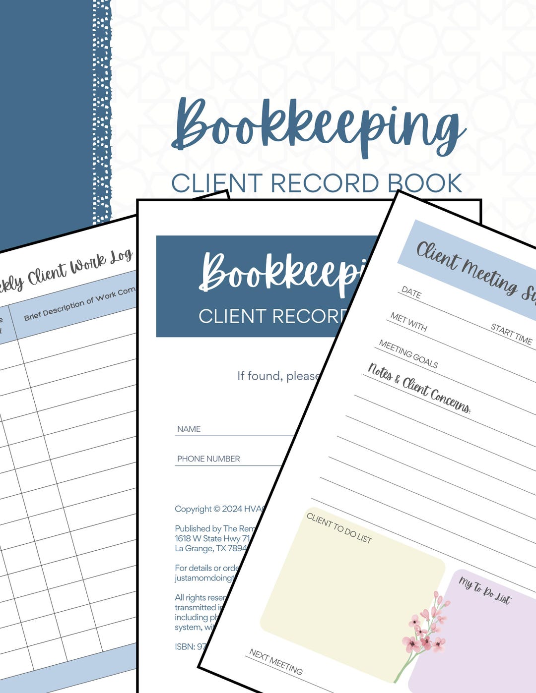Bookkeeper or Accountant Client Record Book: 52 Weeks of Forms for ...
