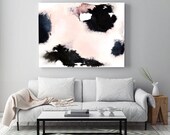 Abstrakte Malerei "Weiche Erinnerungen" von Jules Tillman Glanz Kunstdruck moderne abstrakte Aquarell weißen weichen rosa schwarz minimal