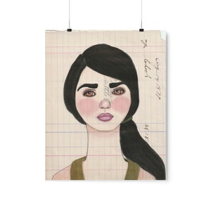 August a unique portrait of a woman art print. Eclectic wall art perfect for a gallery wall. Quirky illustration, feminist art print. image 6