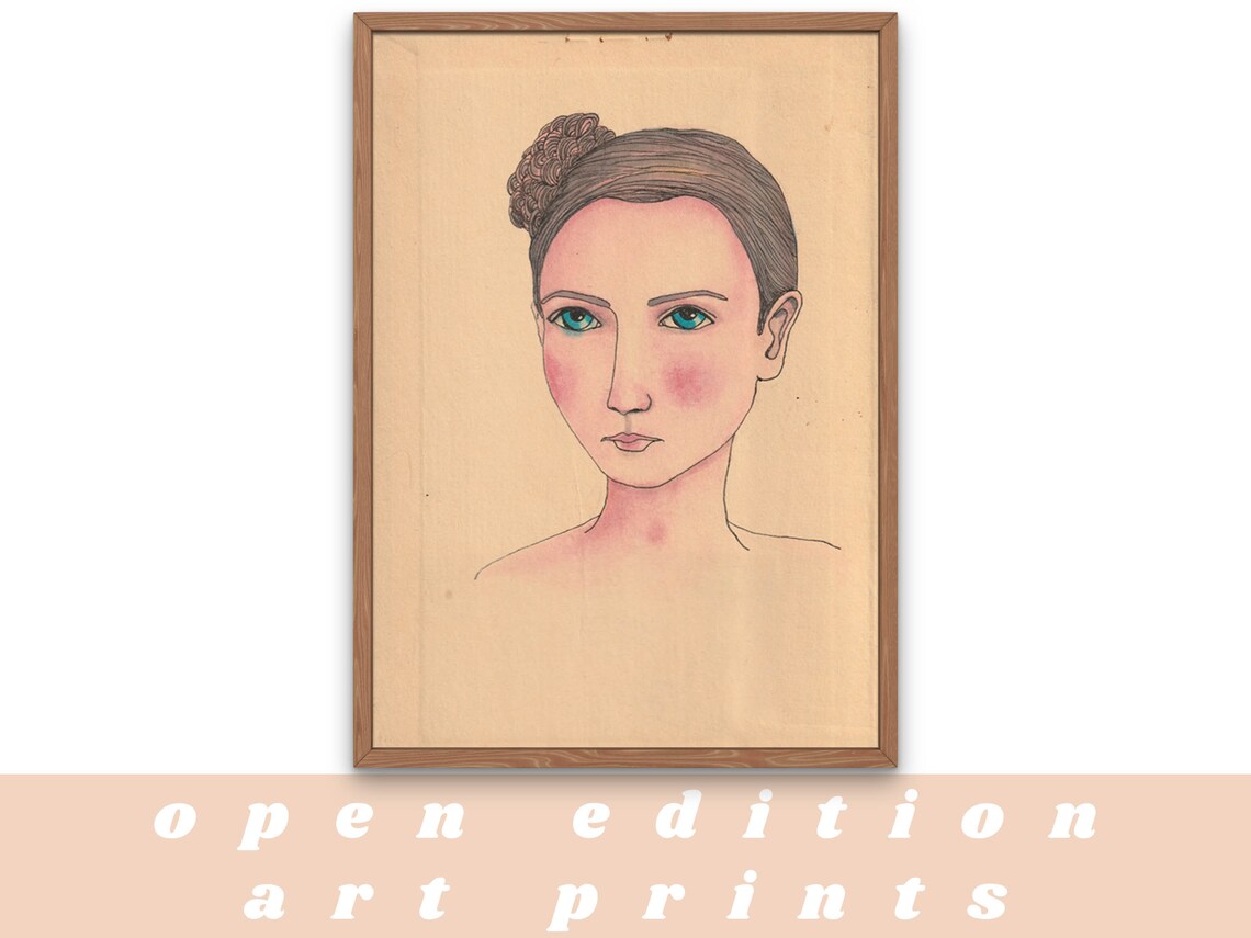 French Woman Portrait Art Print. Quirky yet Minimalist Art for Your ...