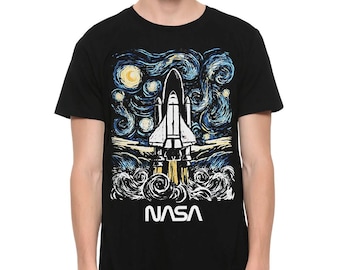 Space Shuttle NASA Starry Night T-Shirt, Vincent van Gogh Shirt, Men&#39;s and Women&#39;s Sizes (NAS-80423)