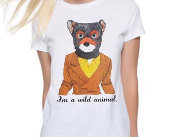 Fantastic Mr. Fox I'm a Wild Animal-T-shirt, Wes Anderson-shirt, heren- en damesmaten