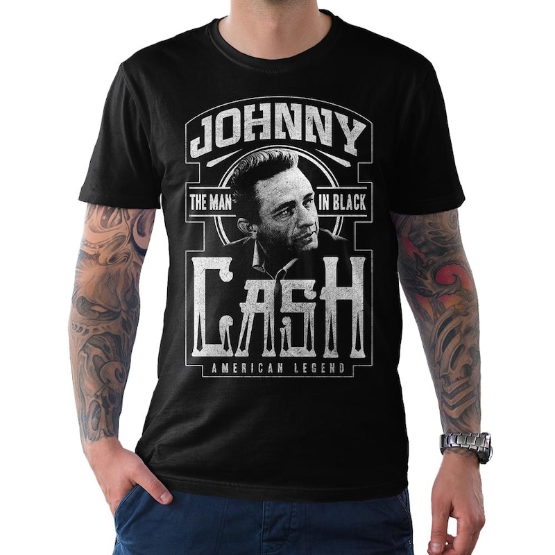 Johnny Cash Man in Black Shirt - Etsy