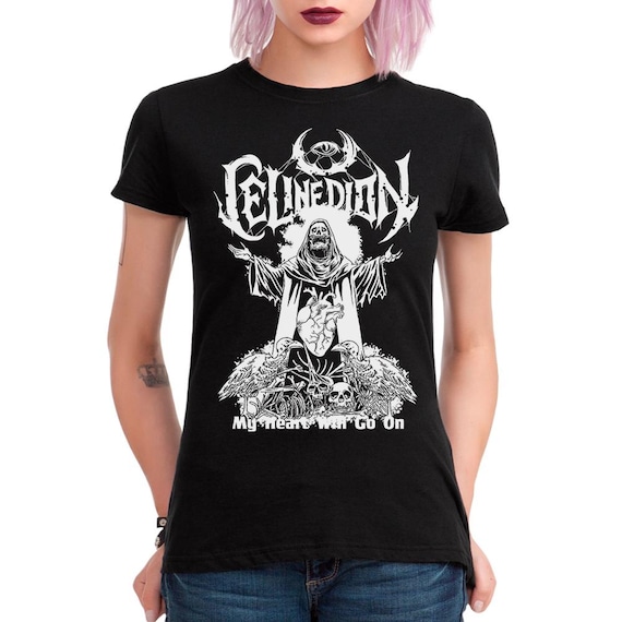 Celine Dion My Heart Will Go on Death Metal Style T-shirt, Men's