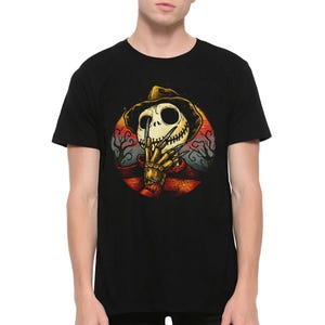 Camiseta de Jack Skellington y Freddy Krueger, Pesadilla antes de Navidad, tallas para hombre y mujer (JAC-278456)